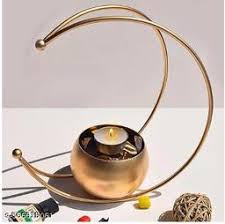 Golden Glossy Metal Planter Flower Pot With Golden Stand Metal Planter Garden Decorative Accessories Planter