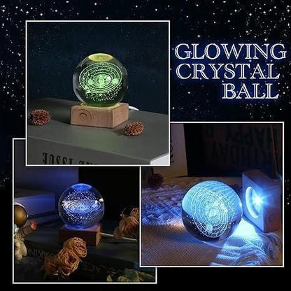 3D Crystal Lamp Ball – Magical LED Night Light With wooden base for Home & Gifts (Assorted Designs)