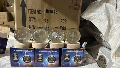 3D Crystal Lamp Ball – Magical LED Night Light With wooden base for Home & Gifts (Assorted Designs)